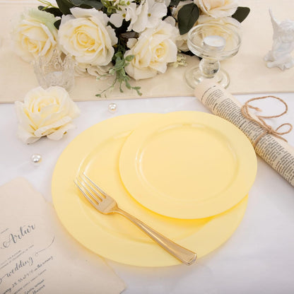 60PCS Yellow Plates - Heavy Duty Yellow Plastic Plates Disposable 10.25inch & 7.5inch for Birthday Party/Wedding/Spring - Serve for 30 guests
