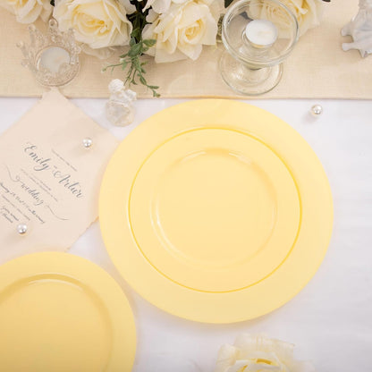 60PCS Yellow Plates - Heavy Duty Yellow Plastic Plates Disposable 10.25inch & 7.5inch for Birthday Party/Wedding/Spring - Serve for 30 guests