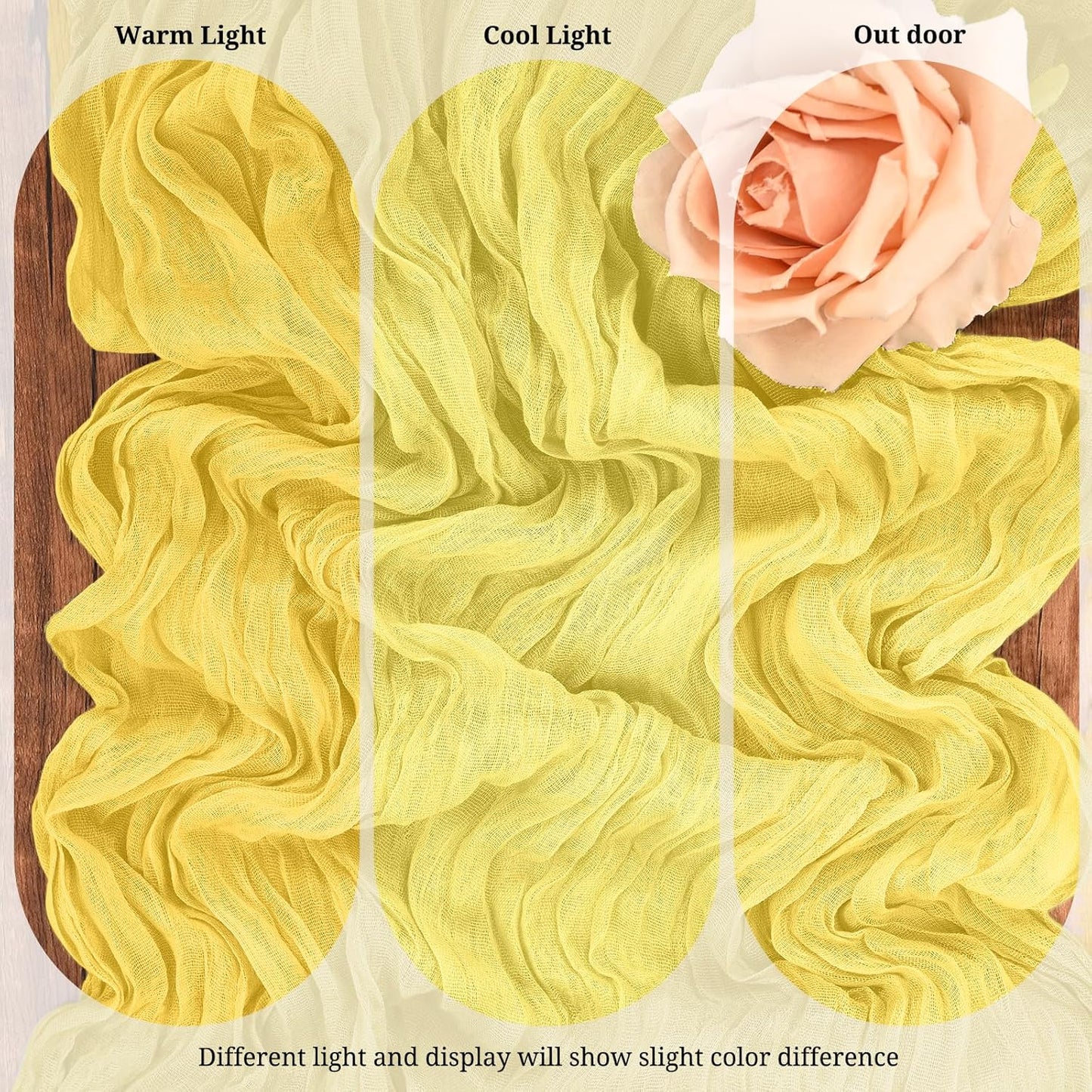 10 Pack Light Yellow Cheesecloth Table Runner 17x108 Inch Boho Gauze Cheese Cloth Table Runners for Wedding Party Baby Shower Birthday Home Decor