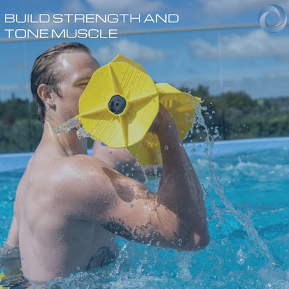 Hydro Tone Hydro-Bell Pool Exercise Dumbbells Pair, Aquatic Water Weights for Functional Strength Training, UV and Chlorine Resistant, Quick Start Guide Included