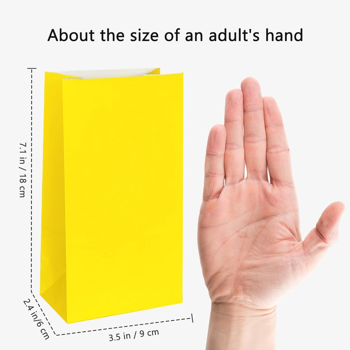 Mini Yellow Paper Bags Yellow Party Favor Bags Small Party Goodie Bag Paper Lunch Bag (24 CT, 3.5 X 2.4 X 7.1 In)