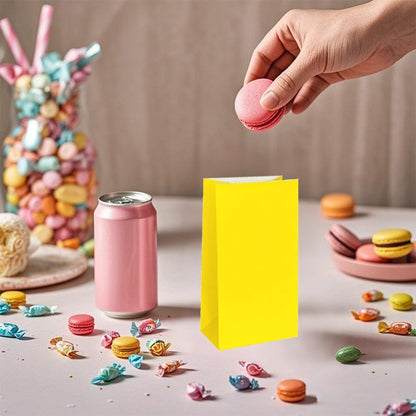 Mini Yellow Paper Bags Yellow Party Favor Bags Small Party Goodie Bag Paper Lunch Bag (24 CT, 3.5 X 2.4 X 7.1 In)