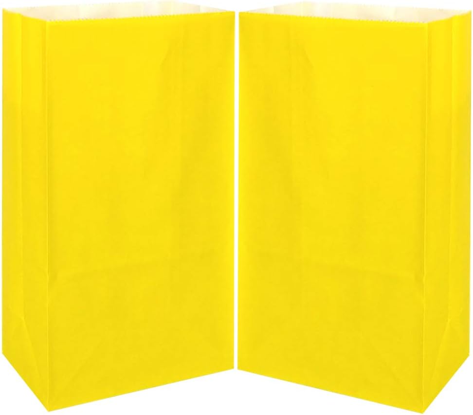 Mini Yellow Paper Bags Yellow Party Favor Bags Small Party Goodie Bag Paper Lunch Bag (24 CT, 3.5 X 2.4 X 7.1 In)