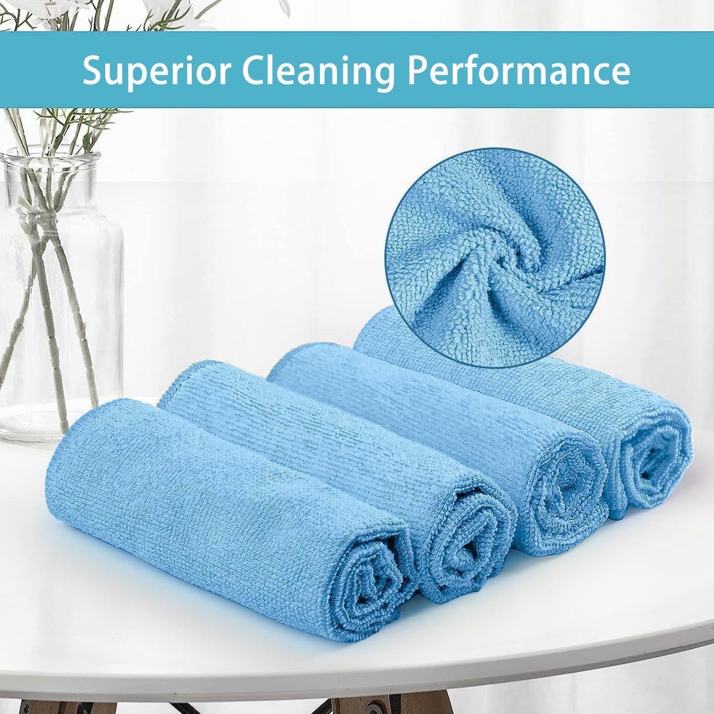 Yellow Microfiber Cleaning Cloth, 12 Pack Premium Microfiber Towels for Cars, Lint Free, Highly Absorbent, Reusable Cleaning Rags for Car, Household, Kitchen, Window, 11.5"X11.5"