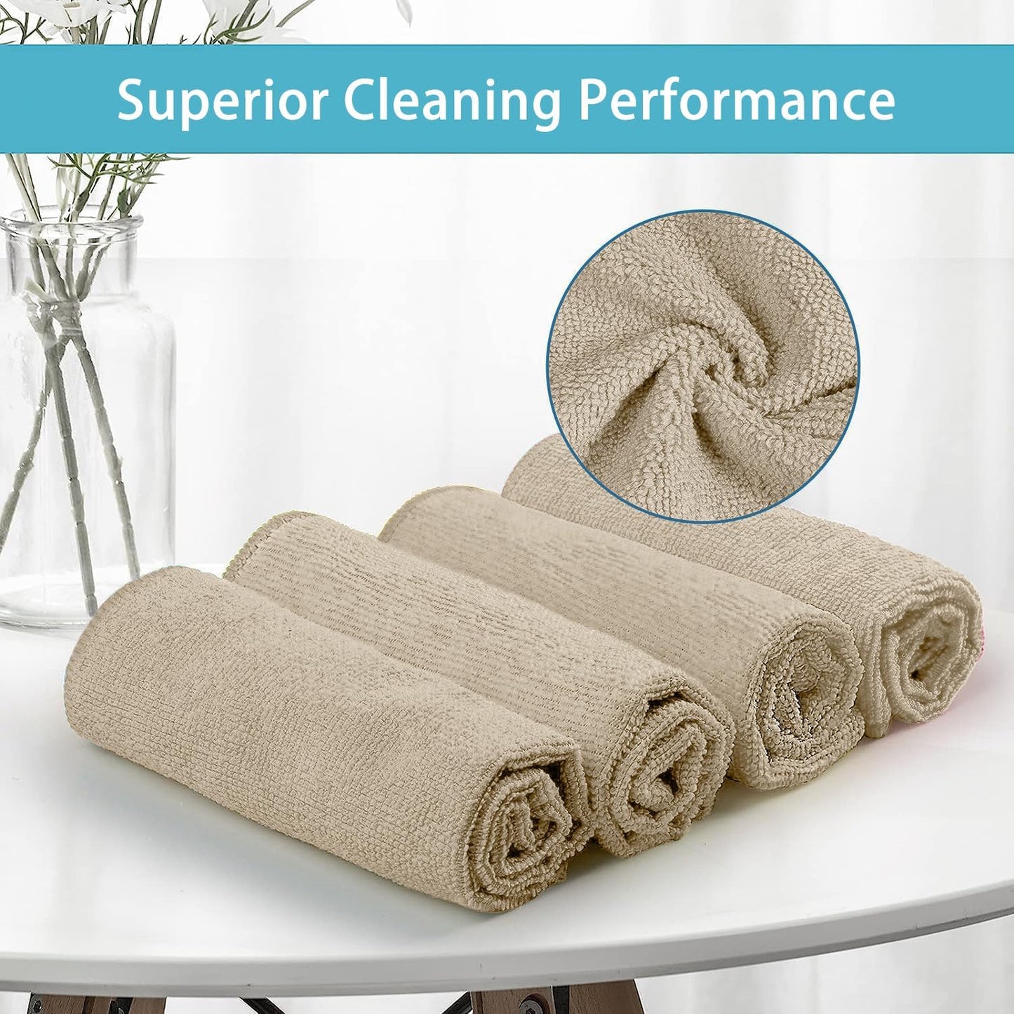 Yellow Microfiber Cleaning Cloth, 12 Pack Premium Microfiber Towels for Cars, Lint Free, Highly Absorbent, Reusable Cleaning Rags for Car, Household, Kitchen, Window, 11.5"X11.5"