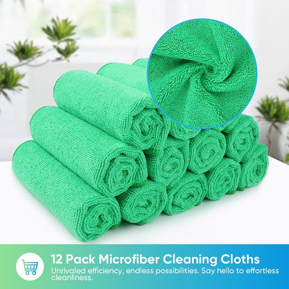 Yellow Microfiber Cleaning Cloth, 12 Pack Premium Microfiber Towels for Cars, Lint Free, Highly Absorbent, Reusable Cleaning Rags for Car, Household, Kitchen, Window, 11.5"X11.5"