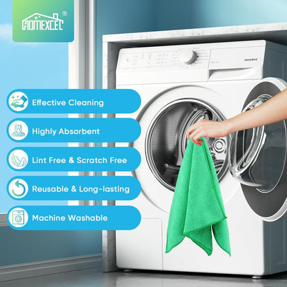 Yellow Microfiber Cleaning Cloth, 12 Pack Premium Microfiber Towels for Cars, Lint Free, Highly Absorbent, Reusable Cleaning Rags for Car, Household, Kitchen, Window, 11.5"X11.5"