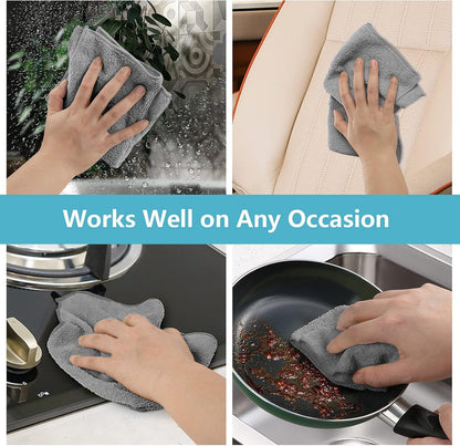Yellow Microfiber Cleaning Cloth, 12 Pack Premium Microfiber Towels for Cars, Lint Free, Highly Absorbent, Reusable Cleaning Rags for Car, Household, Kitchen, Window, 11.5"X11.5"