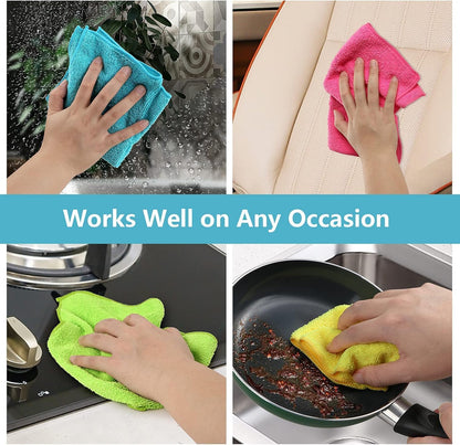Yellow Microfiber Cleaning Cloth, 12 Pack Premium Microfiber Towels for Cars, Lint Free, Highly Absorbent, Reusable Cleaning Rags for Car, Household, Kitchen, Window, 11.5"X11.5"