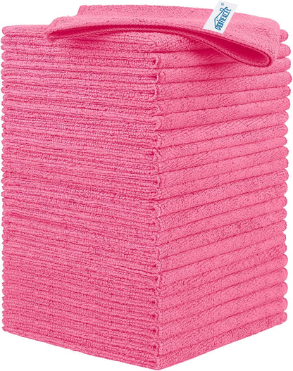 Yellow Microfiber Cleaning Cloth, 12 Pack Premium Microfiber Towels for Cars, Lint Free, Highly Absorbent, Reusable Cleaning Rags for Car, Household, Kitchen, Window, 11.5"X11.5"