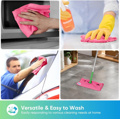 Yellow Microfiber Cleaning Cloth, 12 Pack Premium Microfiber Towels for Cars, Lint Free, Highly Absorbent, Reusable Cleaning Rags for Car, Household, Kitchen, Window, 11.5"X11.5"