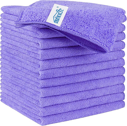 Yellow Microfiber Cleaning Cloth, 12 Pack Premium Microfiber Towels for Cars, Lint Free, Highly Absorbent, Reusable Cleaning Rags for Car, Household, Kitchen, Window, 11.5"X11.5"