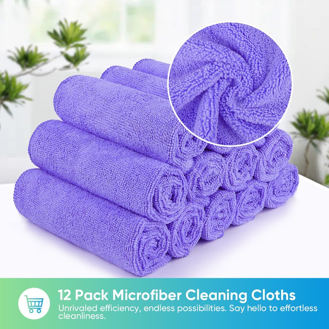 Yellow Microfiber Cleaning Cloth, 12 Pack Premium Microfiber Towels for Cars, Lint Free, Highly Absorbent, Reusable Cleaning Rags for Car, Household, Kitchen, Window, 11.5"X11.5"