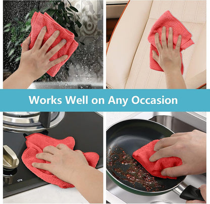 Yellow Microfiber Cleaning Cloth, 12 Pack Premium Microfiber Towels for Cars, Lint Free, Highly Absorbent, Reusable Cleaning Rags for Car, Household, Kitchen, Window, 11.5"X11.5"