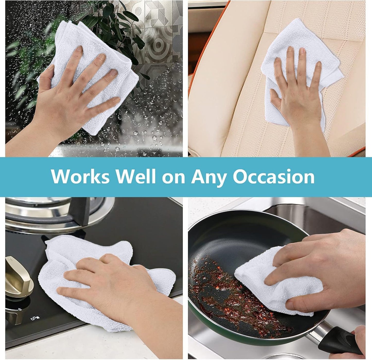 Yellow Microfiber Cleaning Cloth, 12 Pack Premium Microfiber Towels for Cars, Lint Free, Highly Absorbent, Reusable Cleaning Rags for Car, Household, Kitchen, Window, 11.5"X11.5"