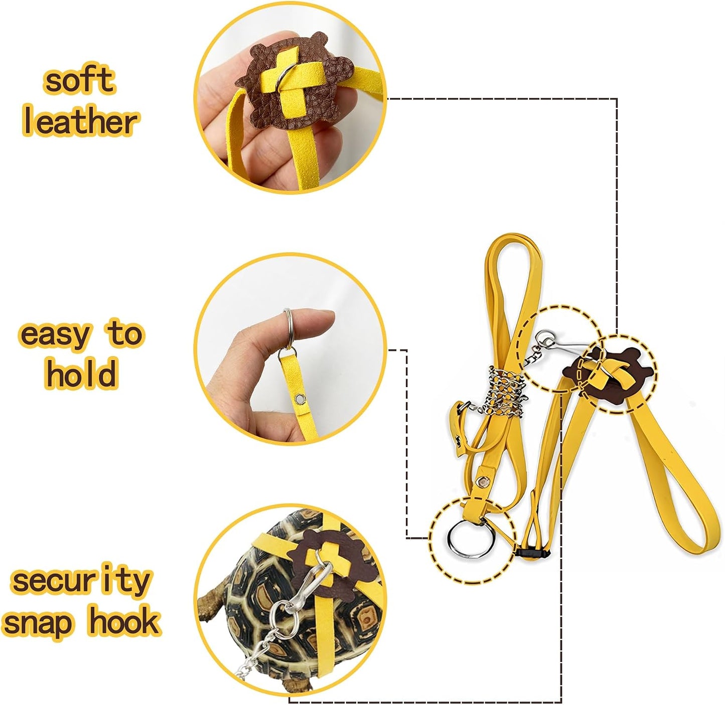 Turtles Playing and Training Toys Set, 1 Adjustable Tortoise Leash 2 Reptile Skateboards 2 Treat Ball, Turtle Fast Skate Accessory Funny Pet Mini Walking Skateboards for Parrot(Yellow Small)
