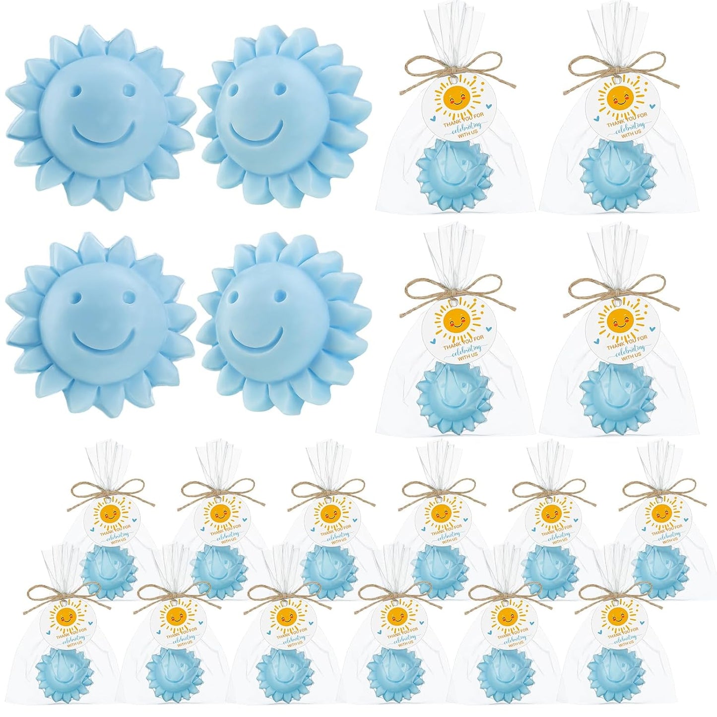 20 Pcs Sunflower Soap Here Comes the Son Baby Shower Favors Mini Sun Soap Party Favors Handmade Gifts with Thank You Card for Guest Wedding Baby Shower Birthday Party (Yellow)