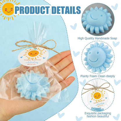 20 Pcs Sunflower Soap Here Comes the Son Baby Shower Favors Mini Sun Soap Party Favors Handmade Gifts with Thank You Card for Guest Wedding Baby Shower Birthday Party (Yellow)