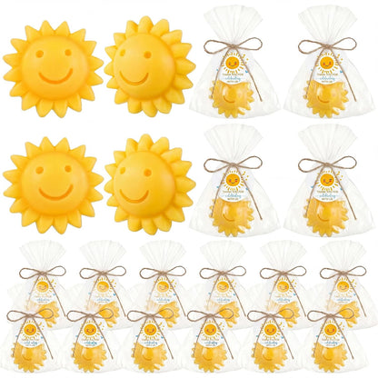 20 Pcs Sunflower Soap Here Comes the Son Baby Shower Favors Mini Sun Soap Party Favors Handmade Gifts with Thank You Card for Guest Wedding Baby Shower Birthday Party (Yellow)