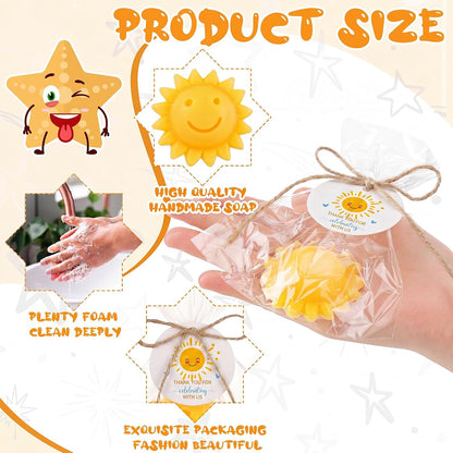 20 Pcs Sunflower Soap Here Comes the Son Baby Shower Favors Mini Sun Soap Party Favors Handmade Gifts with Thank You Card for Guest Wedding Baby Shower Birthday Party (Yellow)