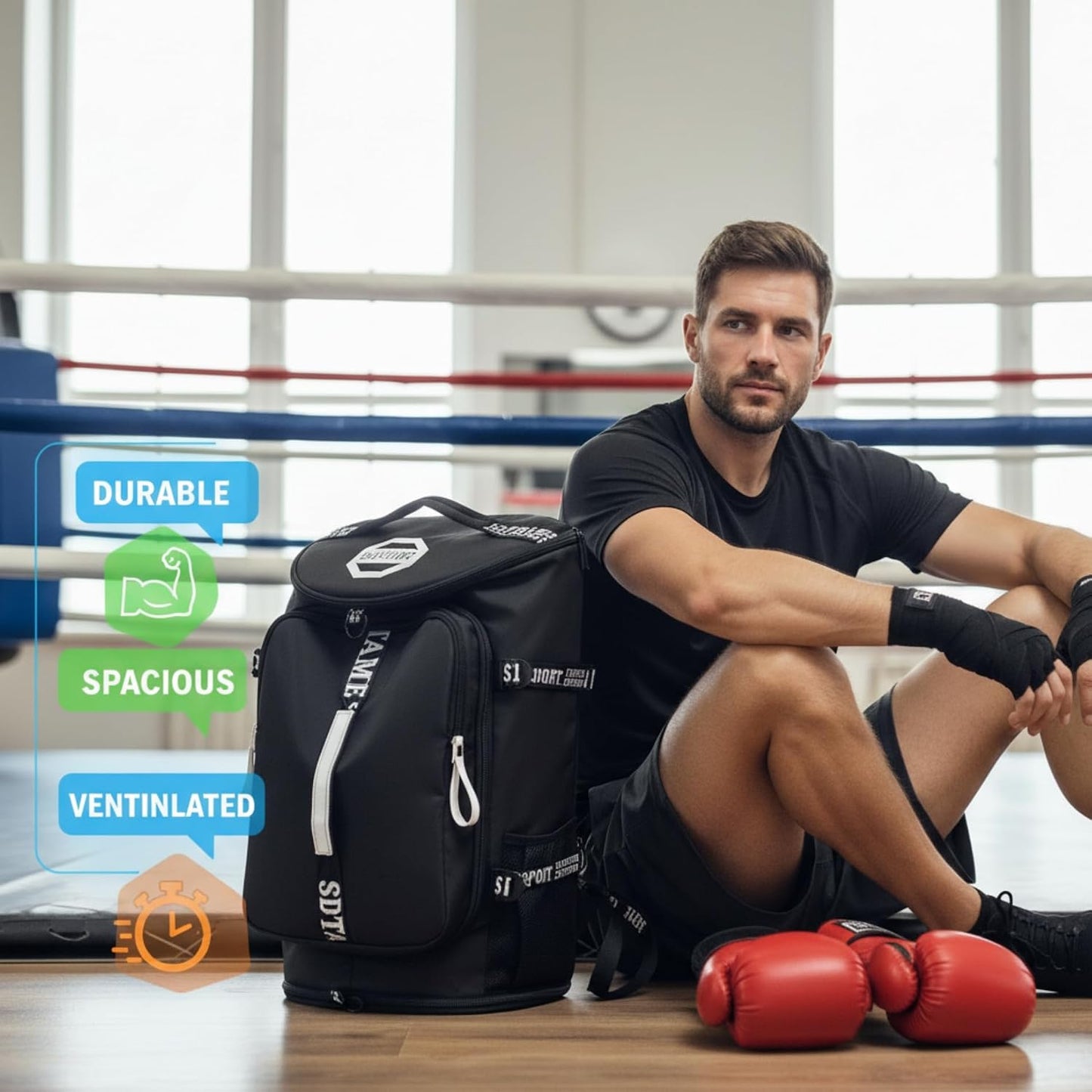 SDTAME Gym Duffel Backpack with Shoe Pocket & Laptop Sleeve