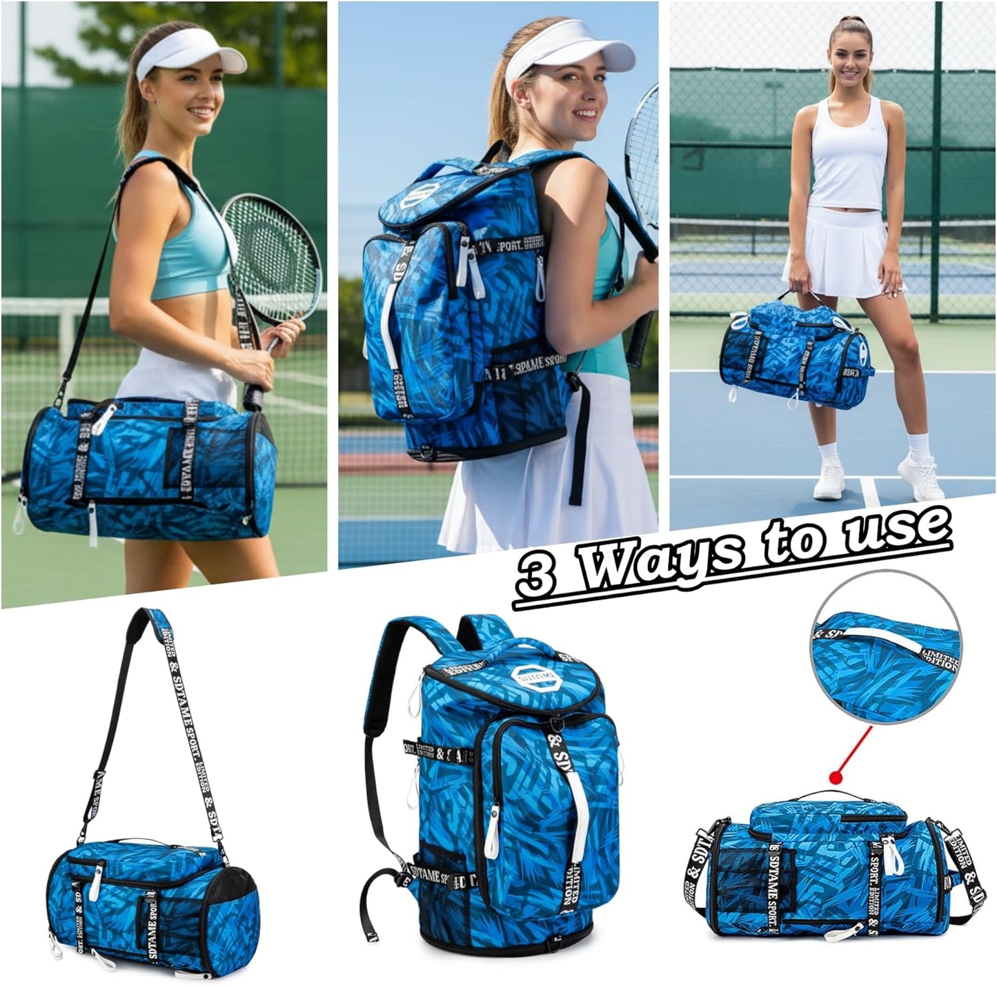 SDTAME Gym Duffel Backpack with Shoe Pocket & Laptop Sleeve