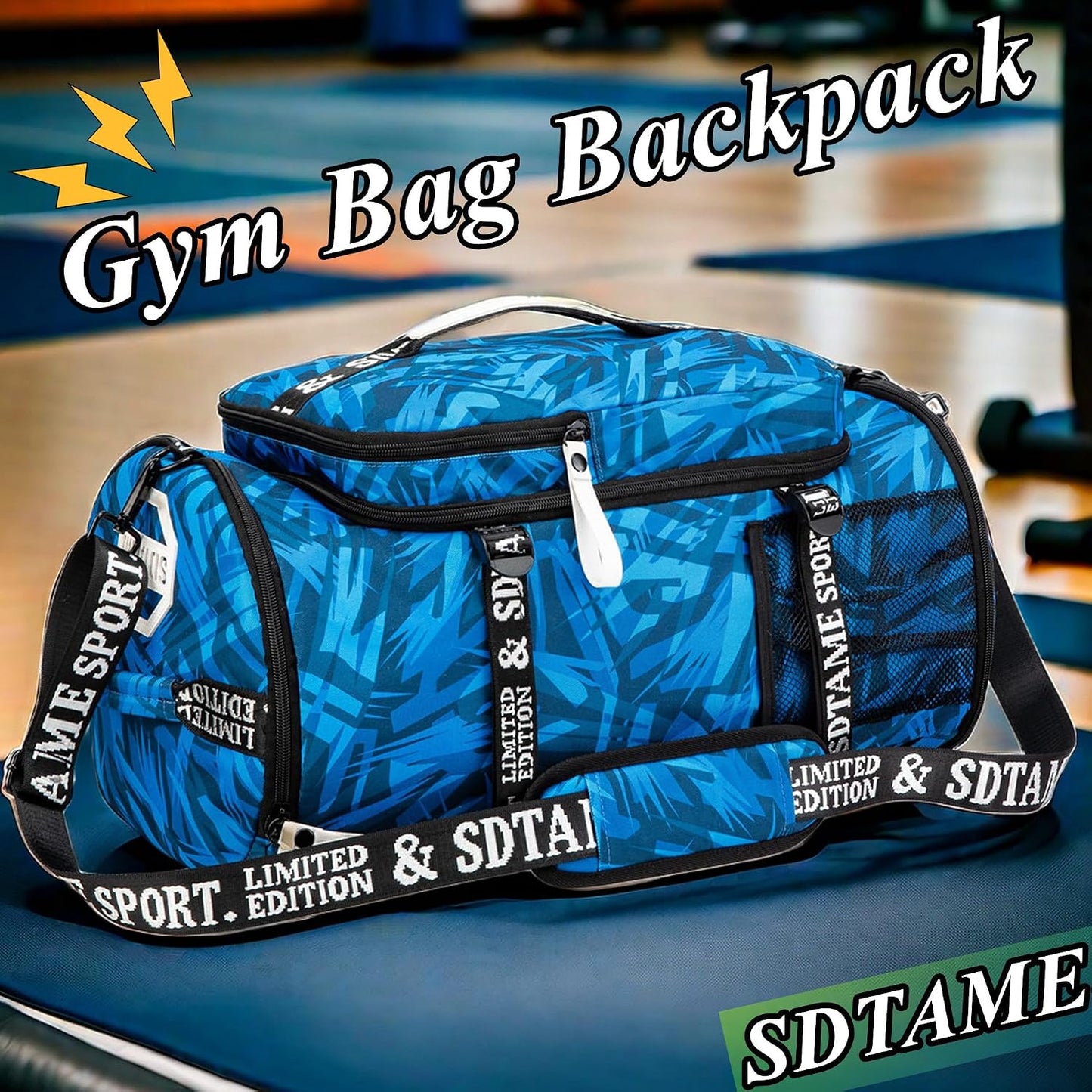 SDTAME Gym Duffel Backpack with Shoe Pocket & Laptop Sleeve