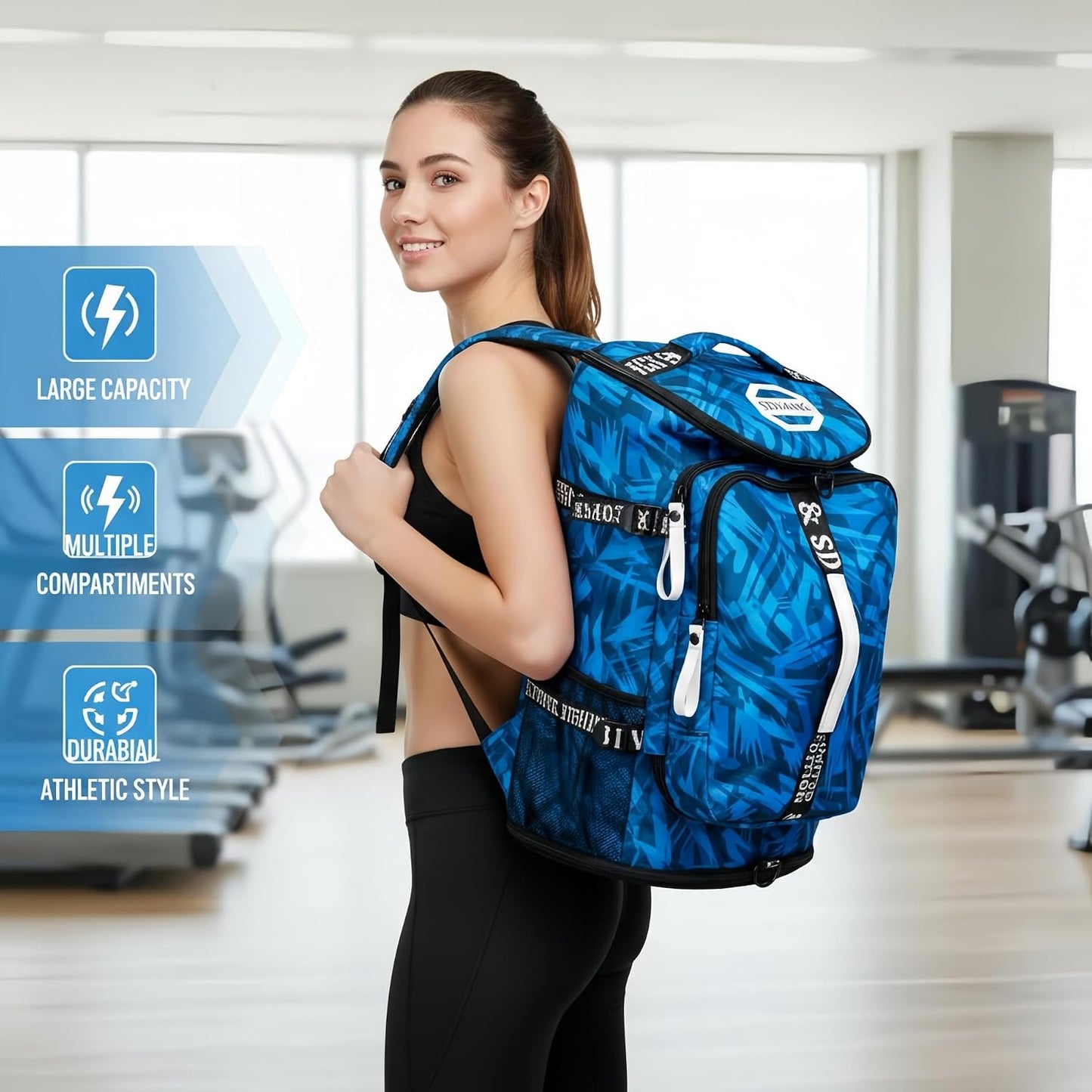 SDTAME Gym Duffel Backpack with Shoe Pocket & Laptop Sleeve
