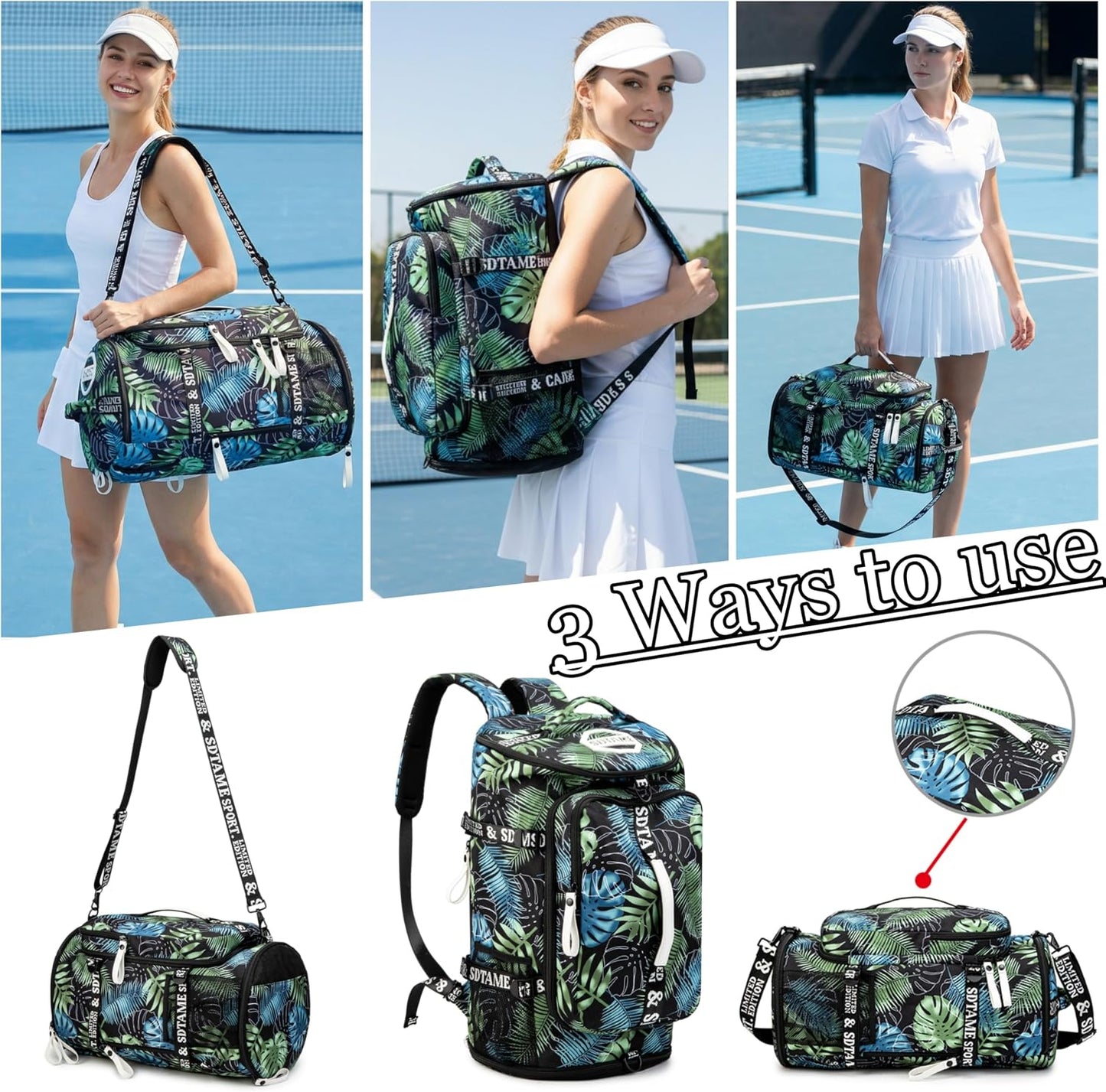 SDTAME Gym Duffel Backpack with Shoe Pocket & Laptop Sleeve