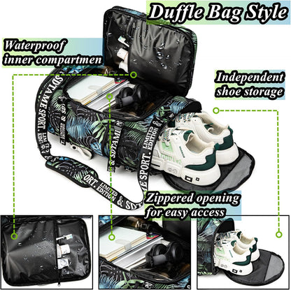 SDTAME Gym Duffel Backpack with Shoe Pocket & Laptop Sleeve