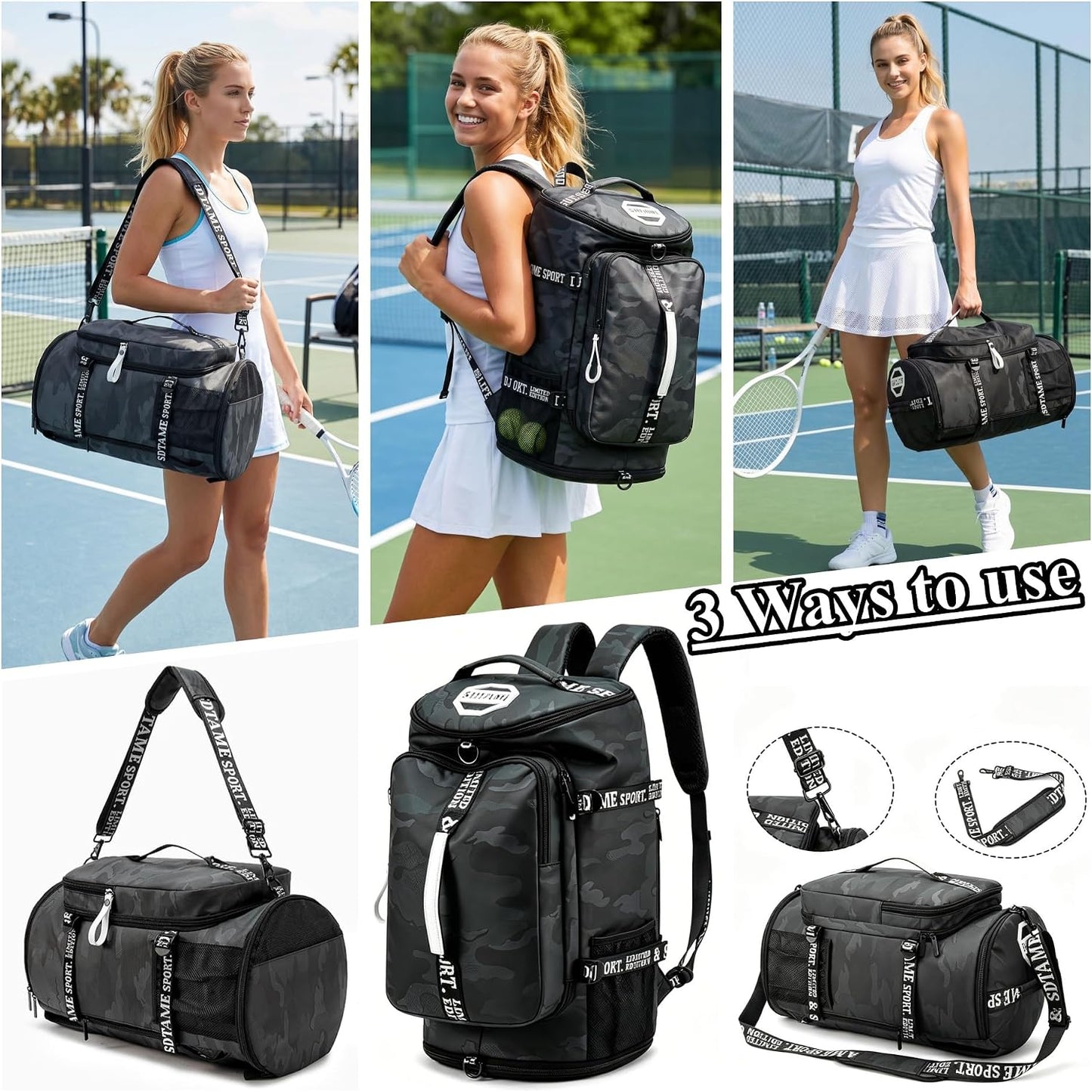 SDTAME Gym Duffel Backpack with Shoe Pocket & Laptop Sleeve