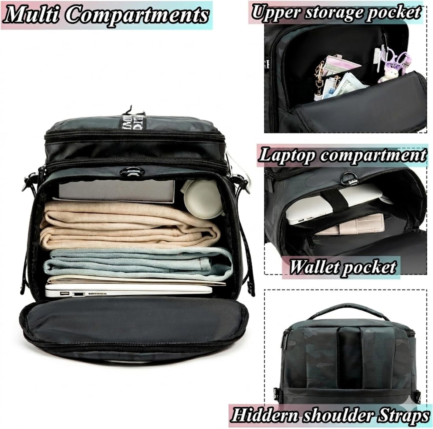 SDTAME Gym Duffel Backpack with Shoe Pocket & Laptop Sleeve