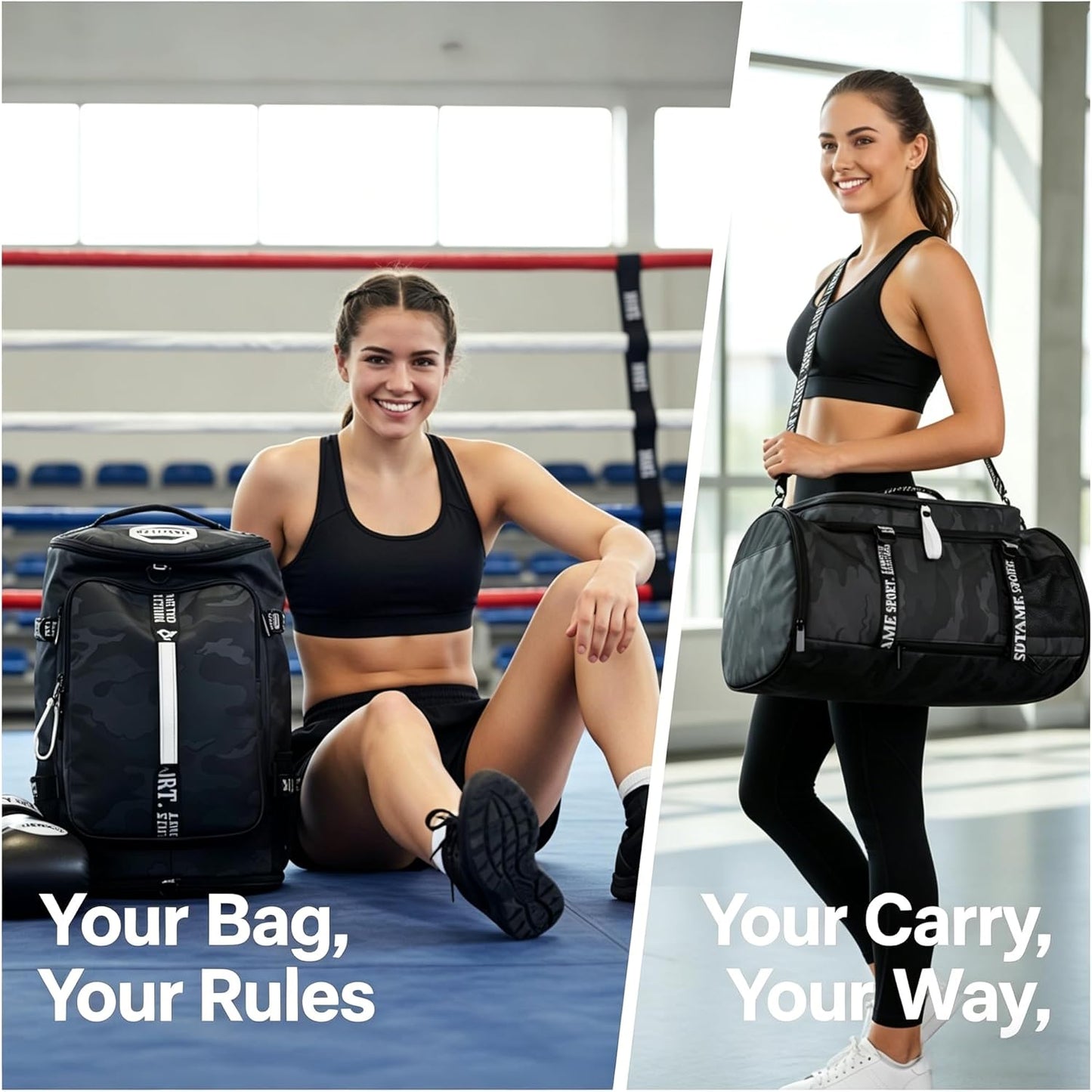 SDTAME Gym Duffel Backpack with Shoe Pocket & Laptop Sleeve