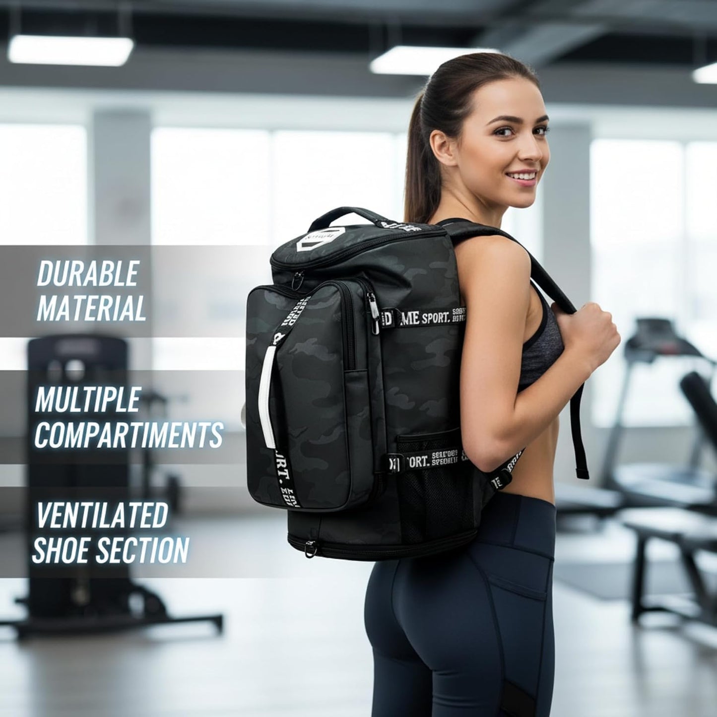 SDTAME Gym Duffel Backpack with Shoe Pocket & Laptop Sleeve