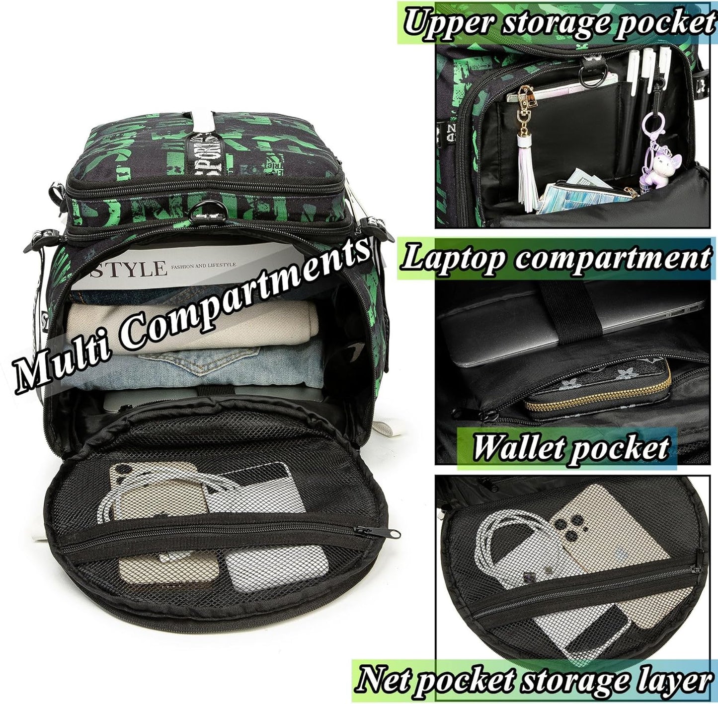 SDTAME Gym Duffel Backpack with Shoe Pocket & Laptop Sleeve