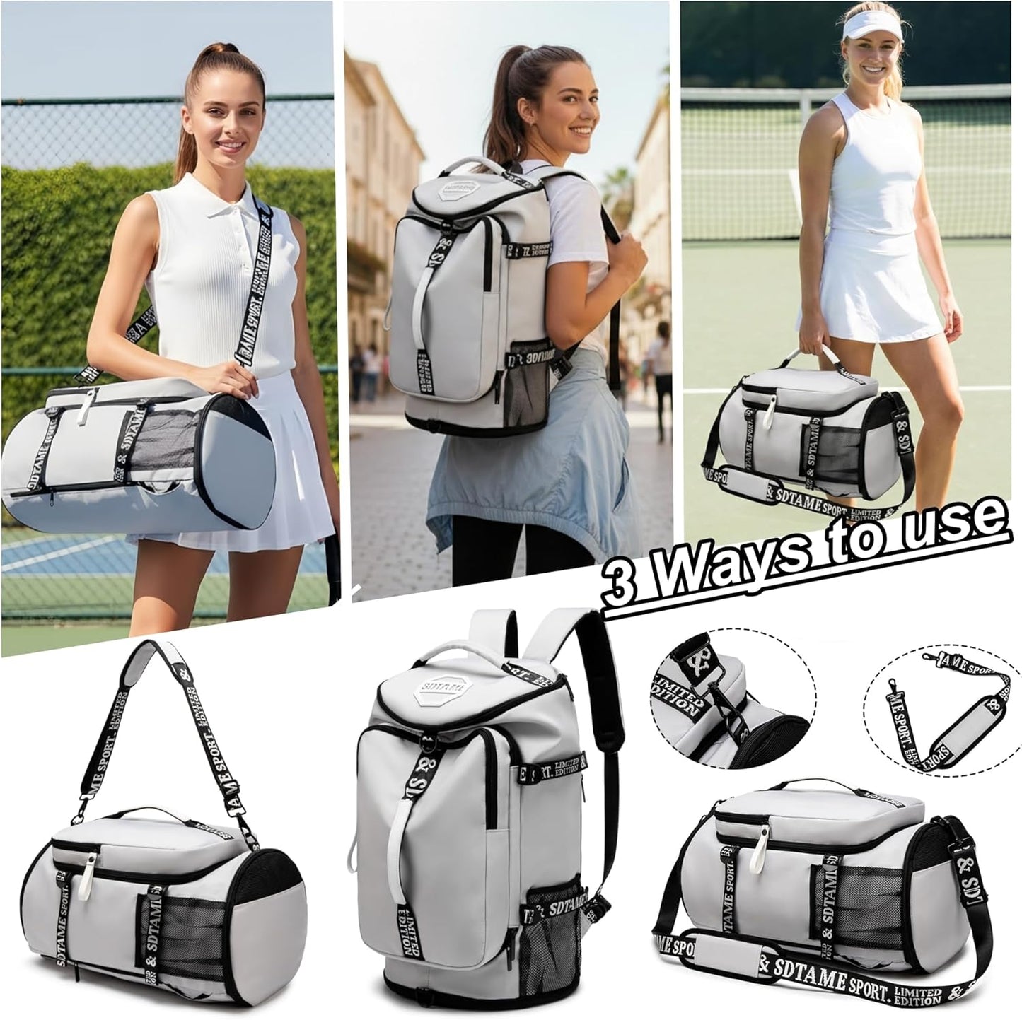 SDTAME Gym Duffel Backpack with Shoe Pocket & Laptop Sleeve