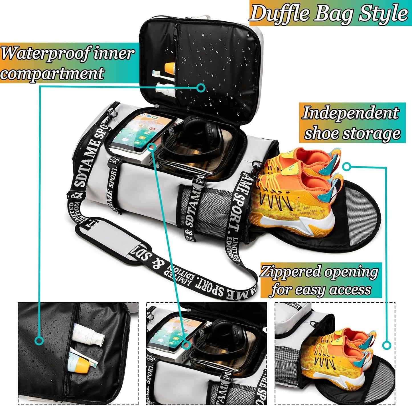 SDTAME Gym Duffel Backpack with Shoe Pocket & Laptop Sleeve
