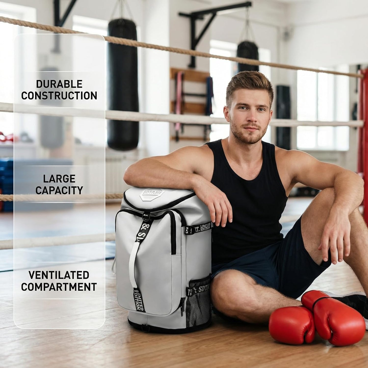 SDTAME Gym Duffel Backpack with Shoe Pocket & Laptop Sleeve