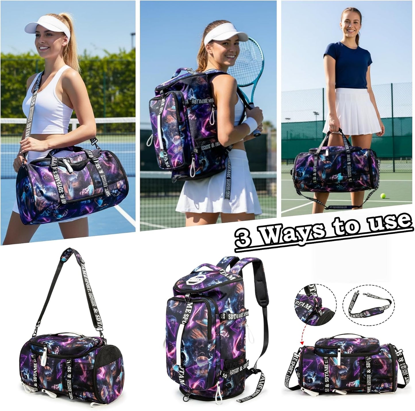 SDTAME Gym Duffel Backpack with Shoe Pocket & Laptop Sleeve