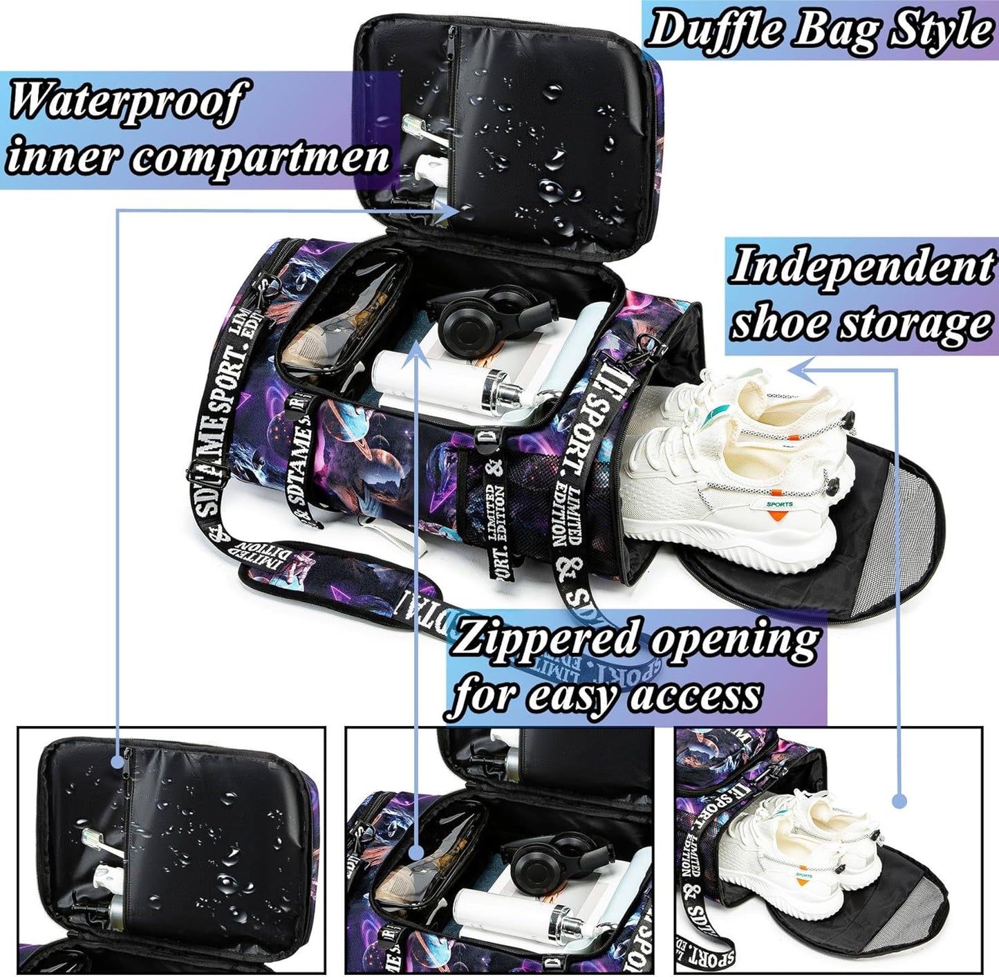 SDTAME Gym Duffel Backpack with Shoe Pocket & Laptop Sleeve