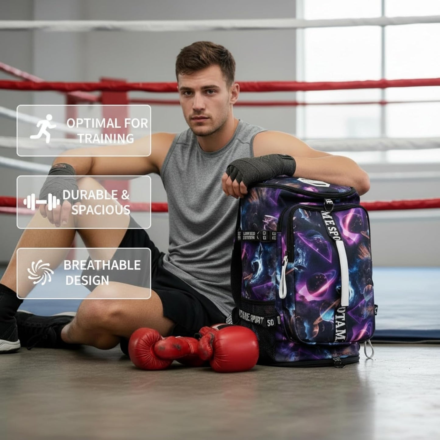 SDTAME Gym Duffel Backpack with Shoe Pocket & Laptop Sleeve