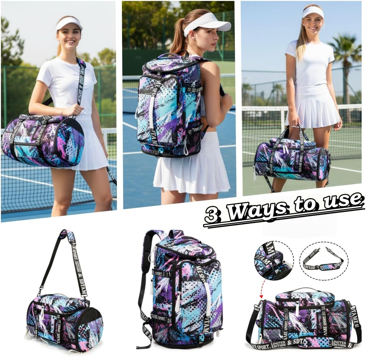 SDTAME Gym Duffel Backpack with Shoe Pocket & Laptop Sleeve