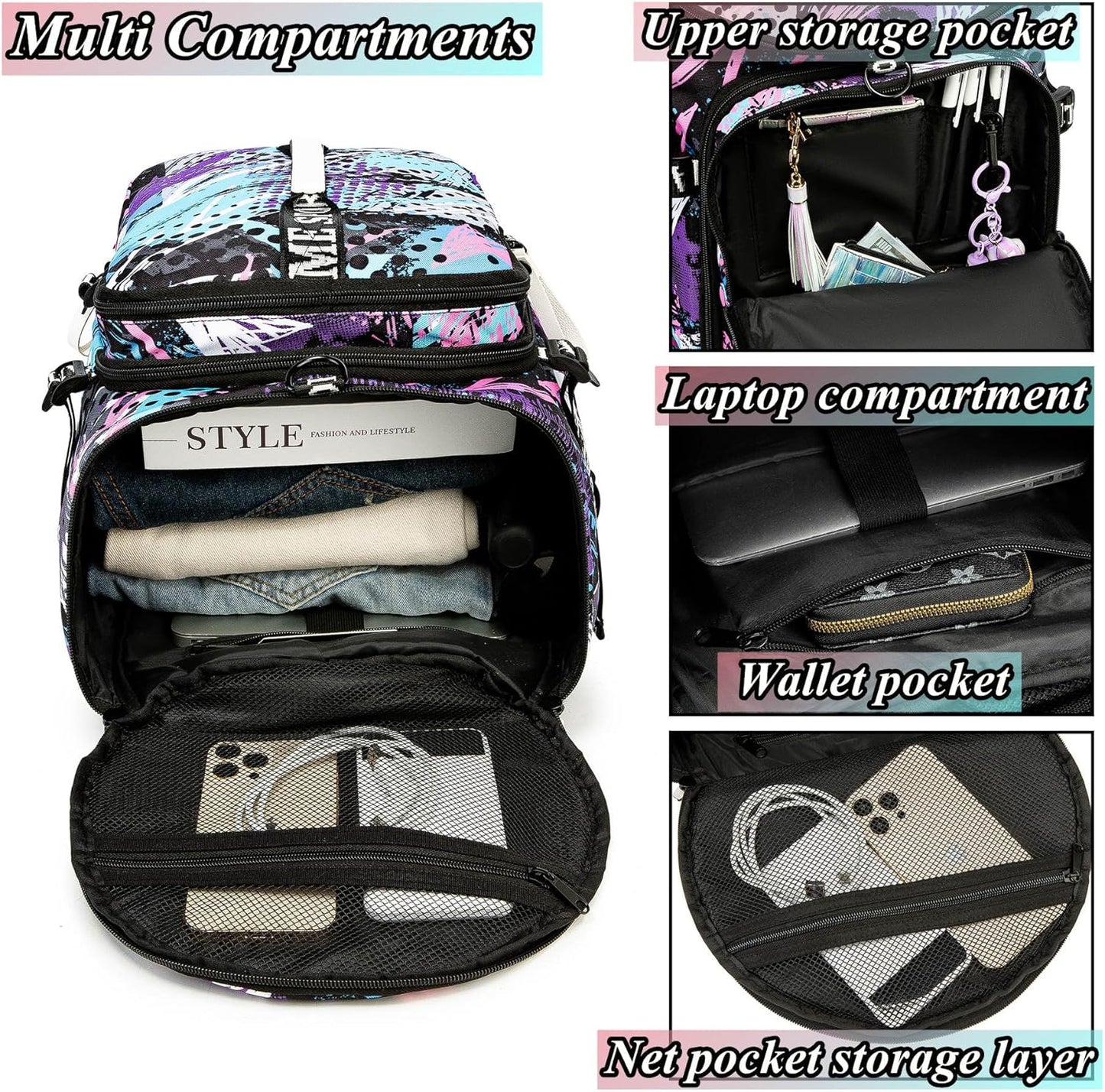 SDTAME Gym Duffel Backpack with Shoe Pocket & Laptop Sleeve