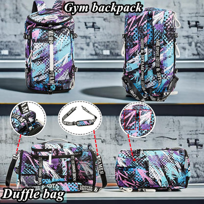 SDTAME Gym Duffel Backpack with Shoe Pocket & Laptop Sleeve