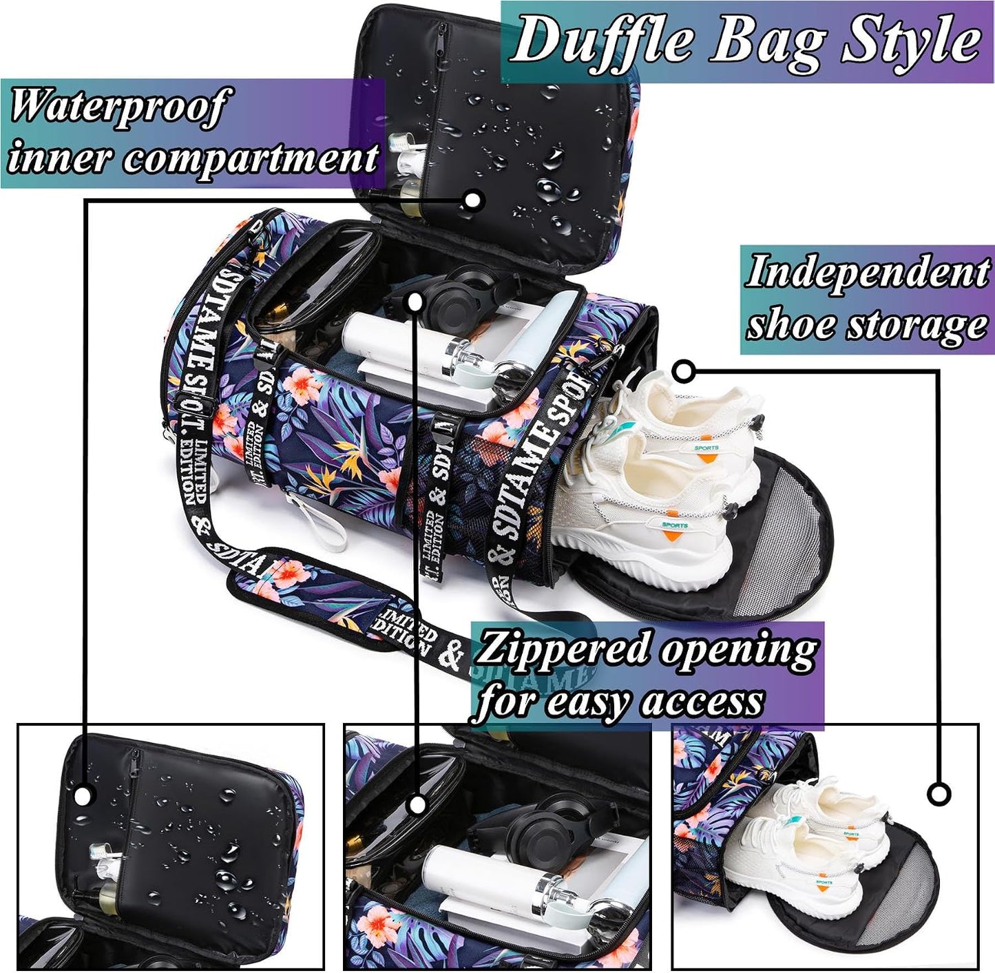 SDTAME Gym Duffel Backpack with Shoe Pocket & Laptop Sleeve