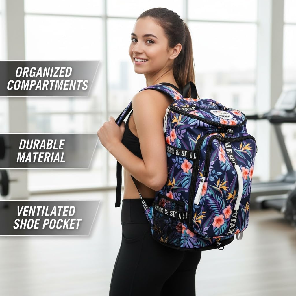 SDTAME Gym Duffel Backpack with Shoe Pocket & Laptop Sleeve