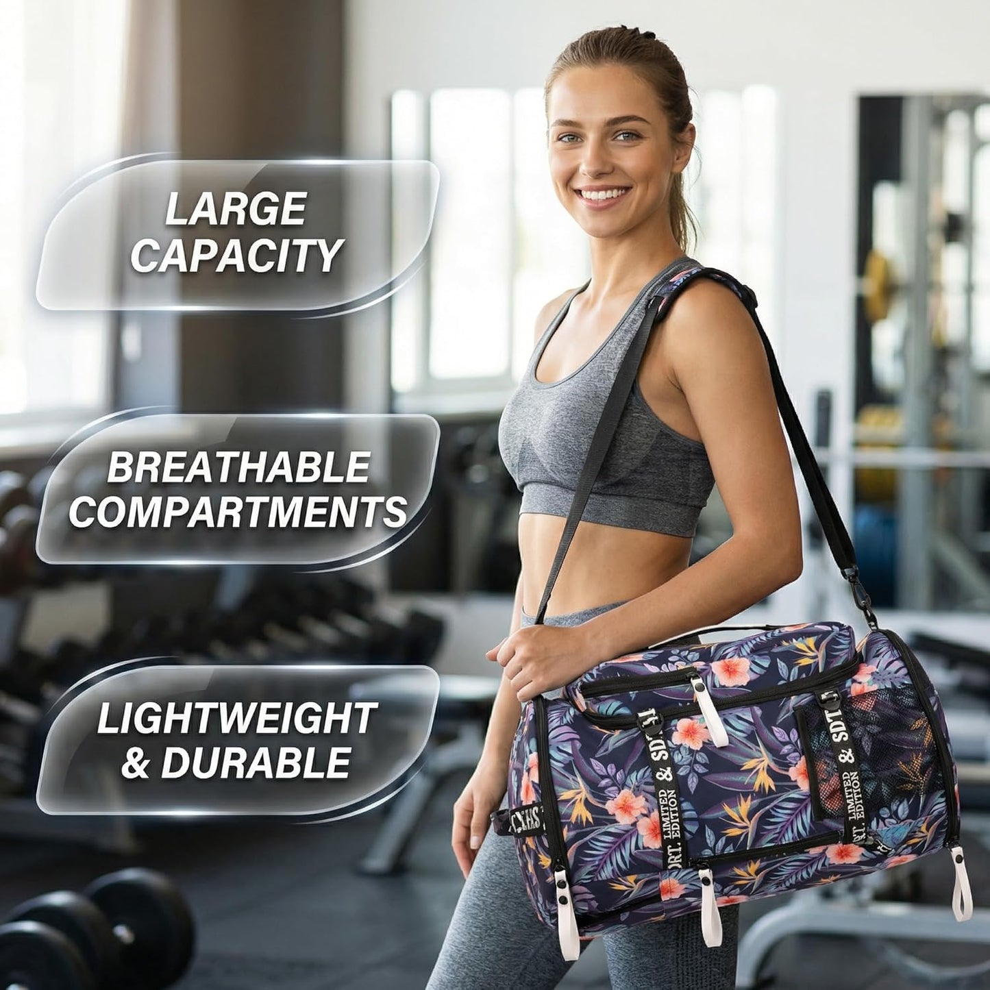 SDTAME Gym Duffel Backpack with Shoe Pocket & Laptop Sleeve