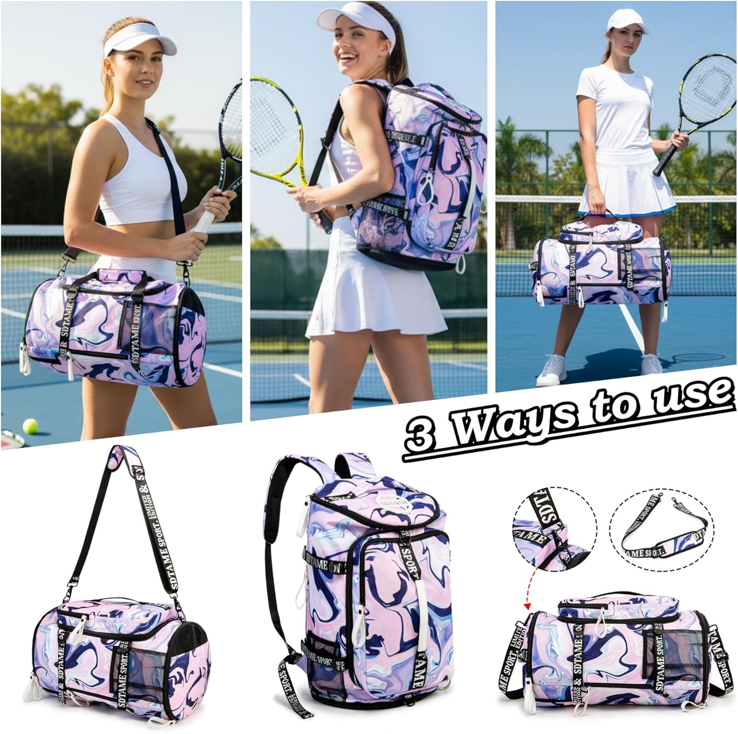 SDTAME Gym Duffel Backpack with Shoe Pocket & Laptop Sleeve