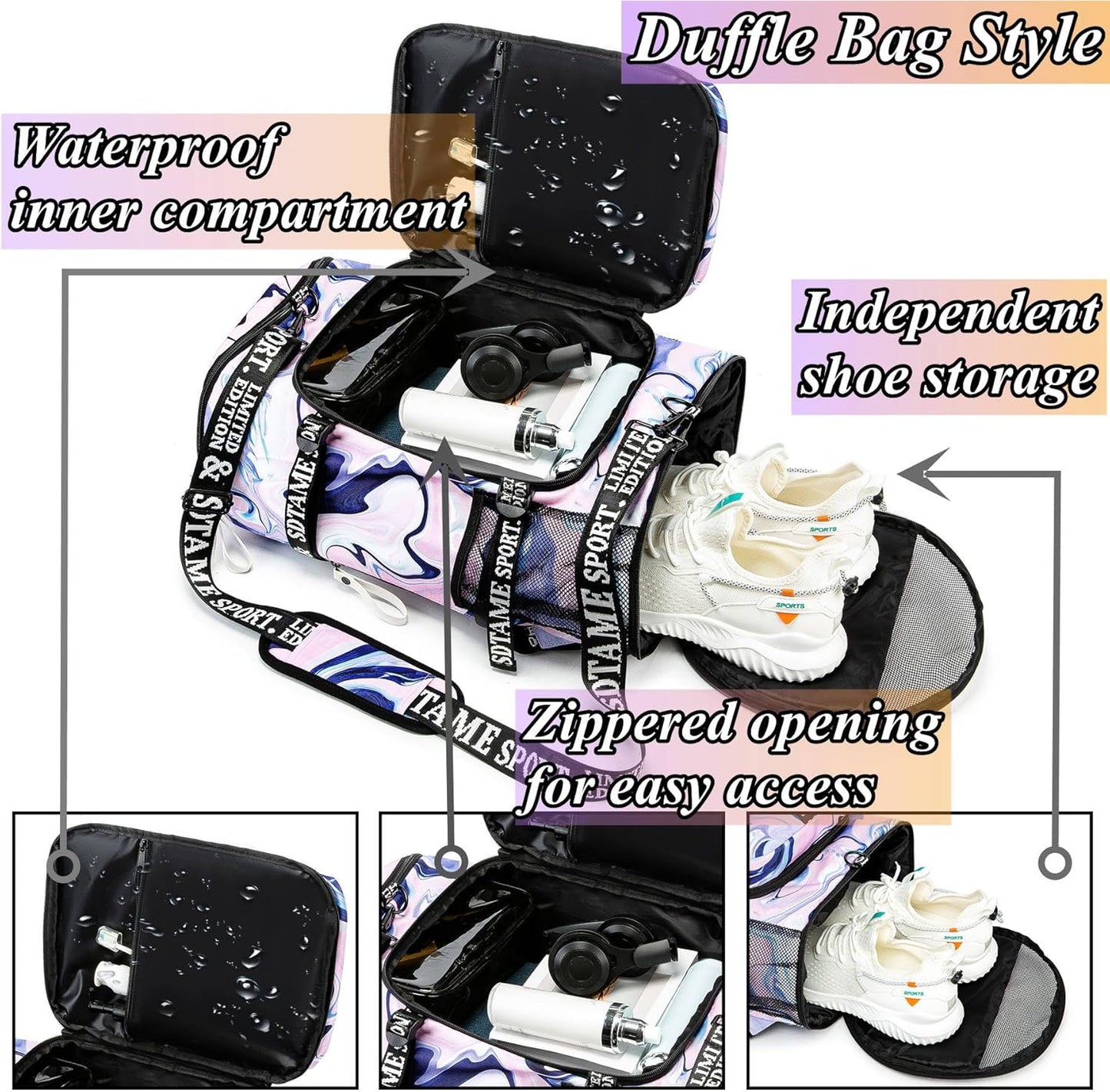 SDTAME Gym Duffel Backpack with Shoe Pocket & Laptop Sleeve