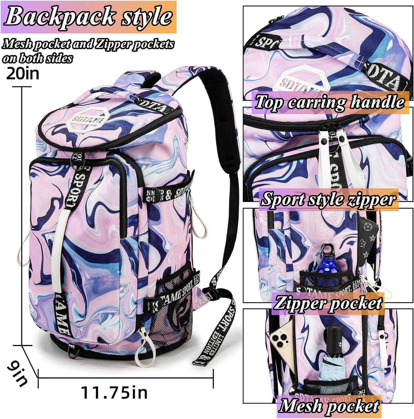 SDTAME Gym Duffel Backpack with Shoe Pocket & Laptop Sleeve